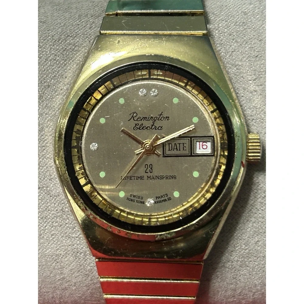 Vintage Remington Electra 23 Lifetime Mainspring‎ Gold Tone Manual Winding Watch